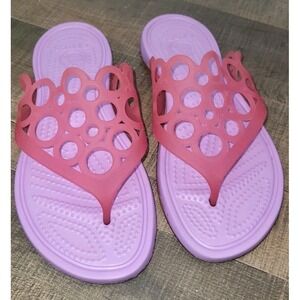 Crocs Adrina Bubbles Women's sz 6 Candy Pink Lilac Jelly Thong Flip Flop Sandals
